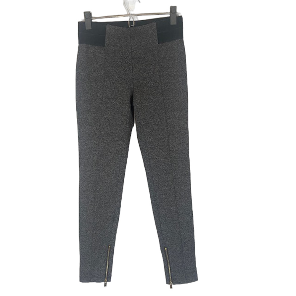 Ann Taylor Gray Ribbed Stretch Pull-On Ankle Zip Pants Women’s XS